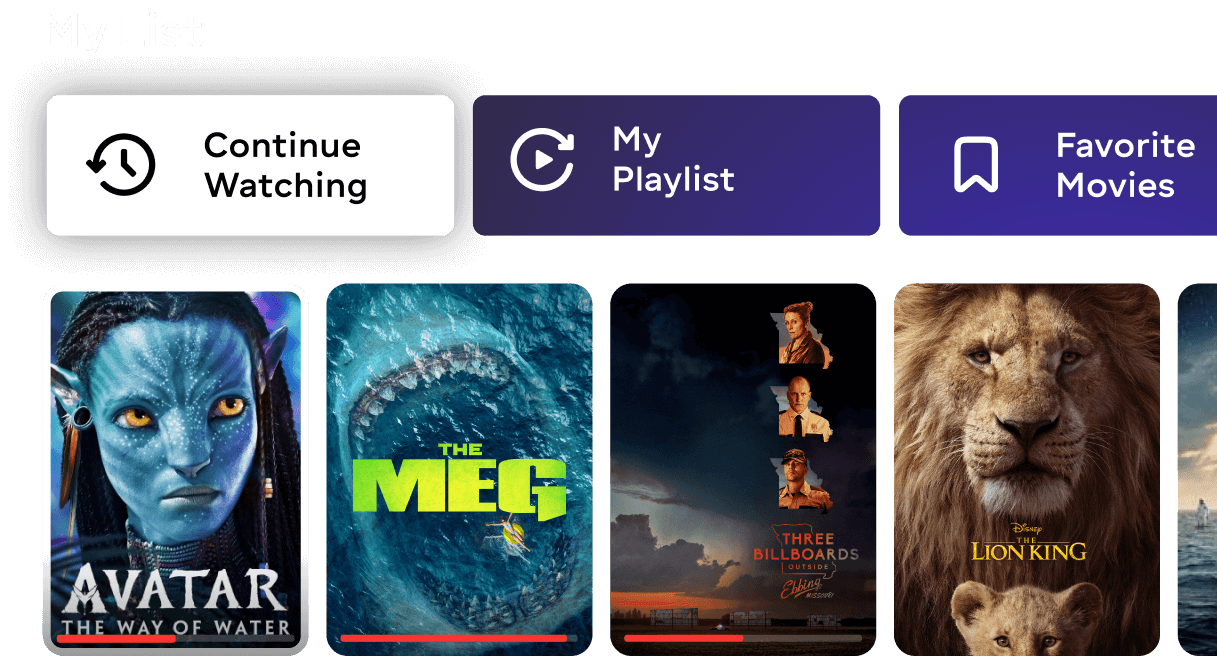 Watch History and Featured Movies Panel