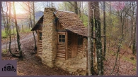 Built a House of STONE and LOG in the Forest. Start to Finish