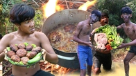 Rainforest Adventure: Mixed Meat Balls Recipe & Wild Cooking - Primitive Boy's Epic Wilderness Feast