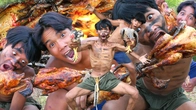 "Ultimate Rainforest Survival: Primitive Boy's Epic Grilled Chicken Recipe"