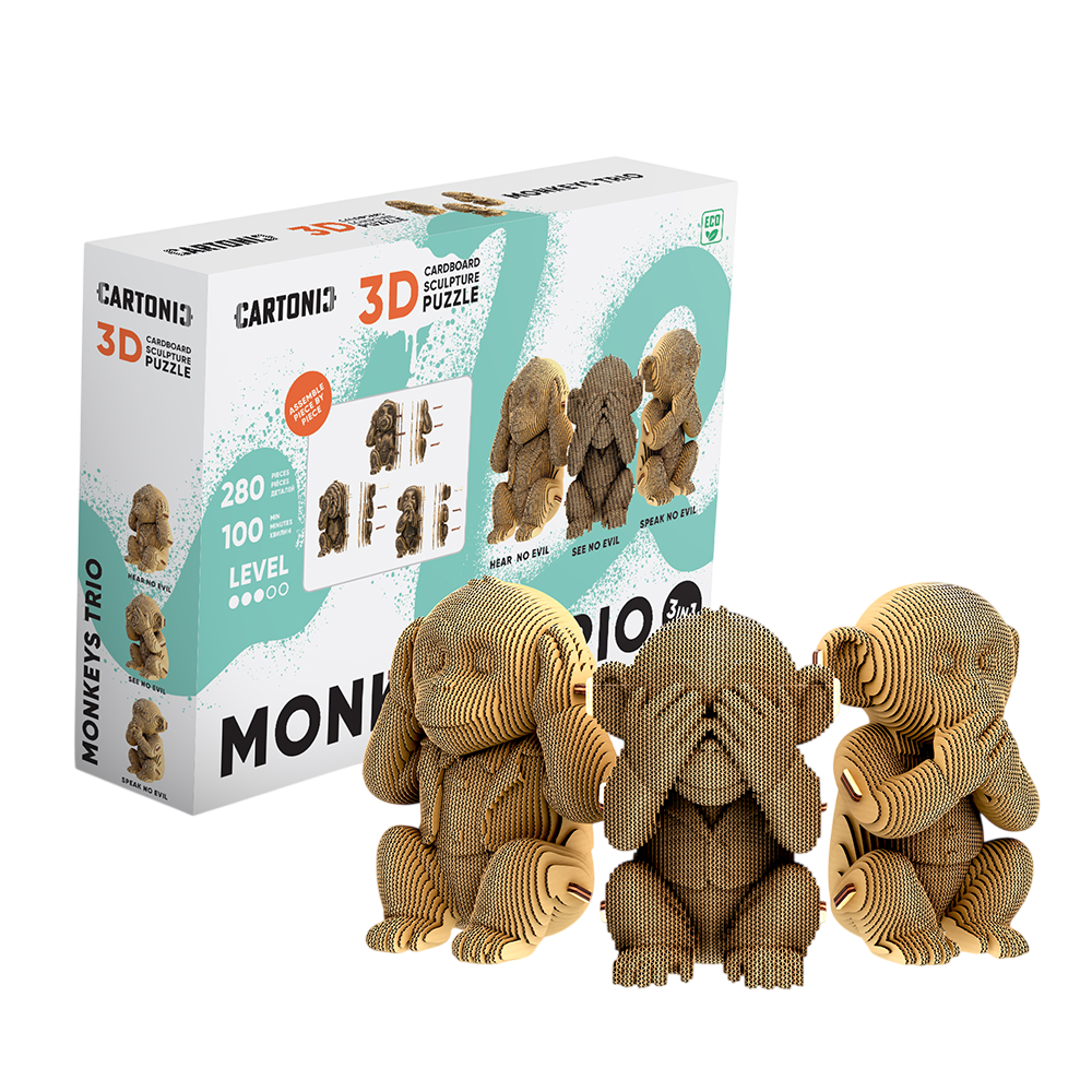 Картонний конструктор "Cartonic 3D Puzzle MONKEYS TRIO"