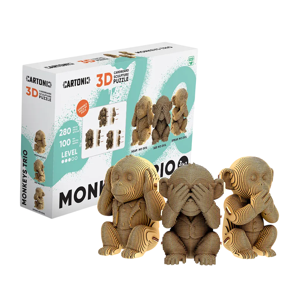 Обкладинка "Картонний конструктор «Cartonic 3D Puzzle MONKEYS TRIO»"