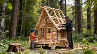 Building a Real Log Cabin with My Son in the Deep Forest | Full Build
