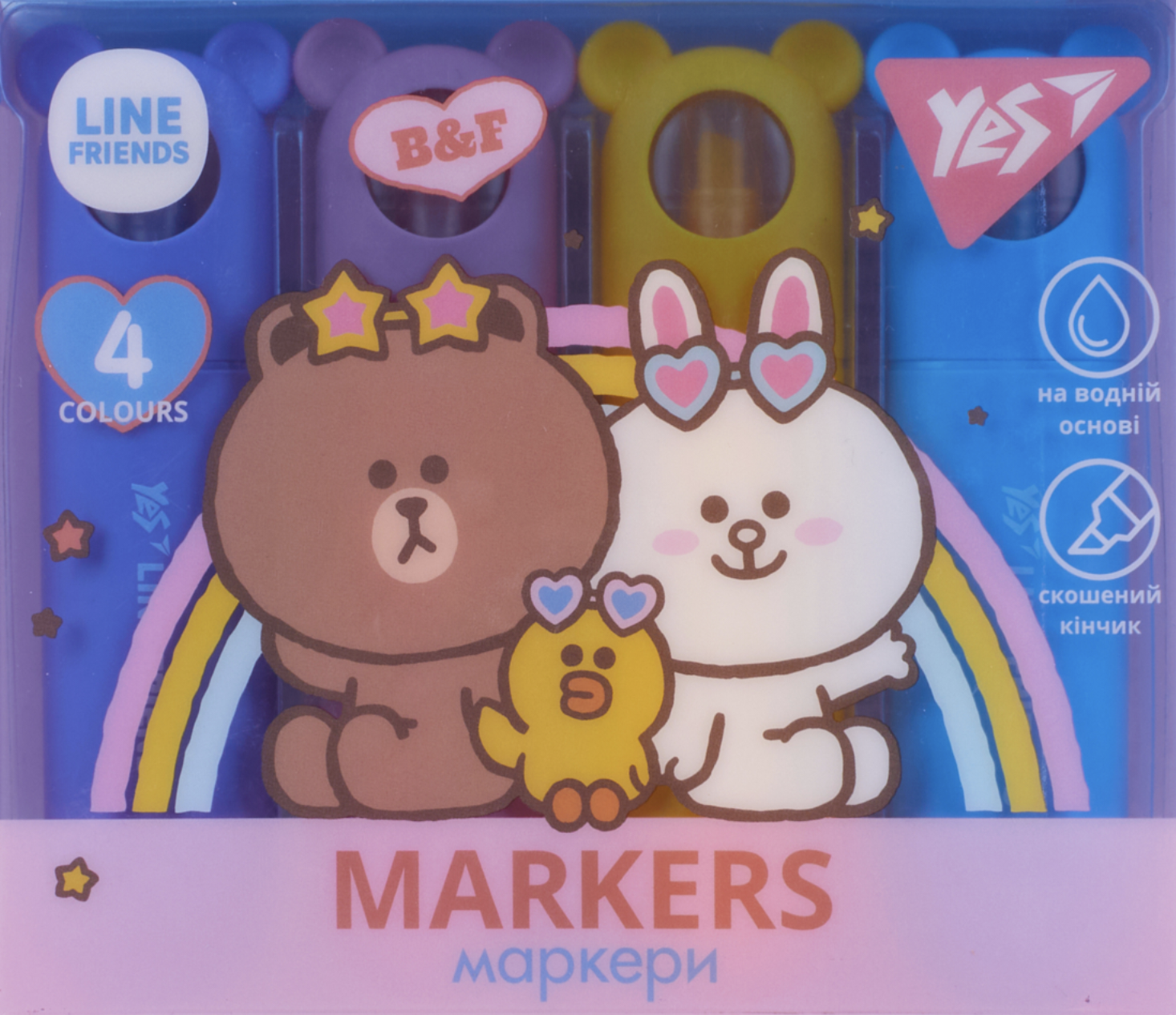 Маркер текстовий Yes Line Friends в наборі 4 штуки