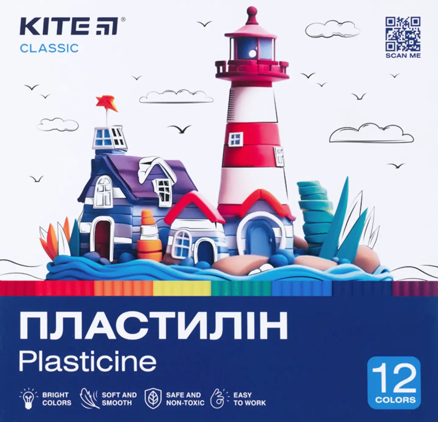 Пластилін 12 кольорів Kite Classic