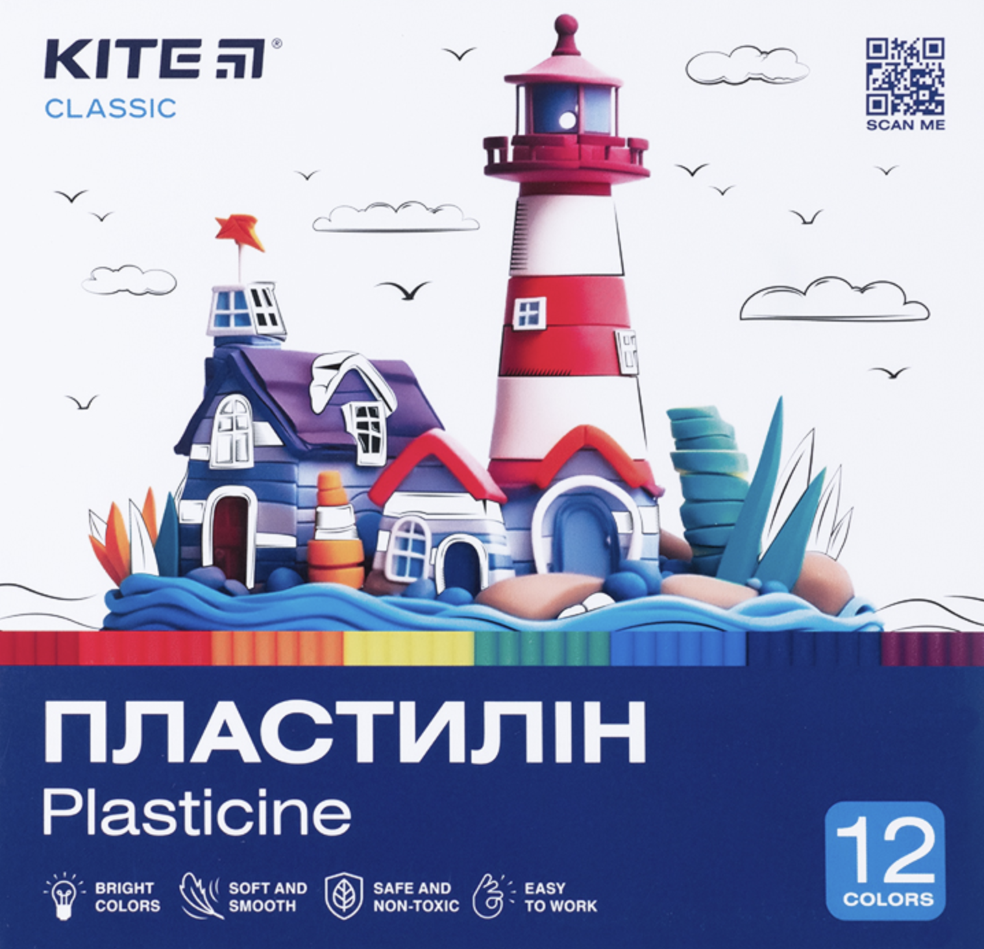 Пластилін 12 кольорів Kite Classic