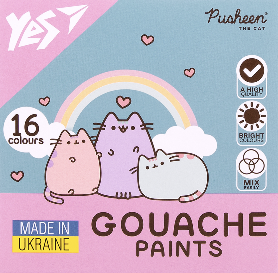 Фарби гуашеві YES Pusheen 16 кольорів 20 мл