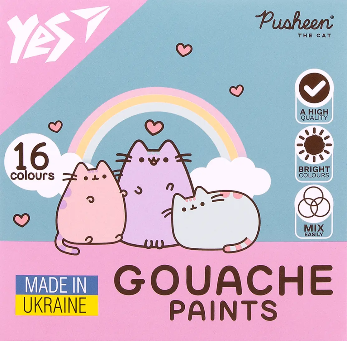 Фарби гуашеві Yes Pusheen 16 кольорів 20 мл