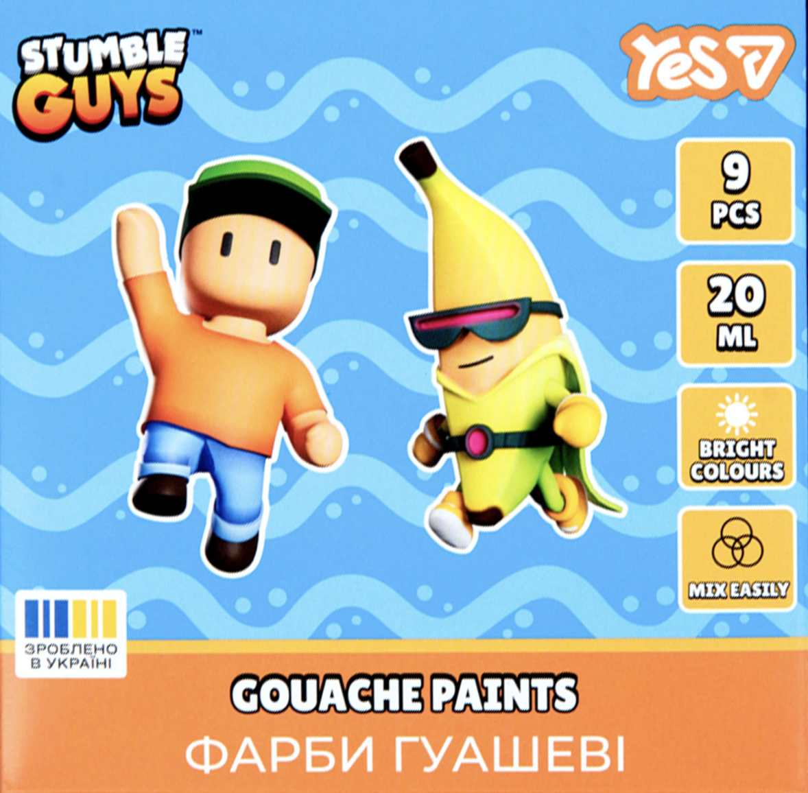Фарби гуашеві YES Stumble Guys 9 кольорів 20 мл