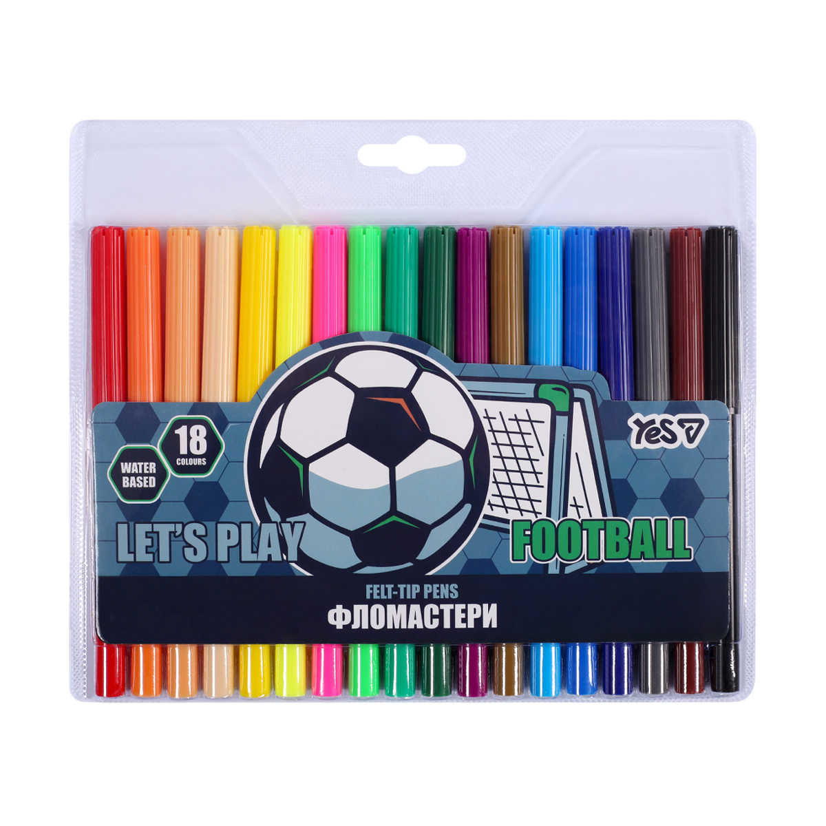 Фломастери YES 18 кольорів Football