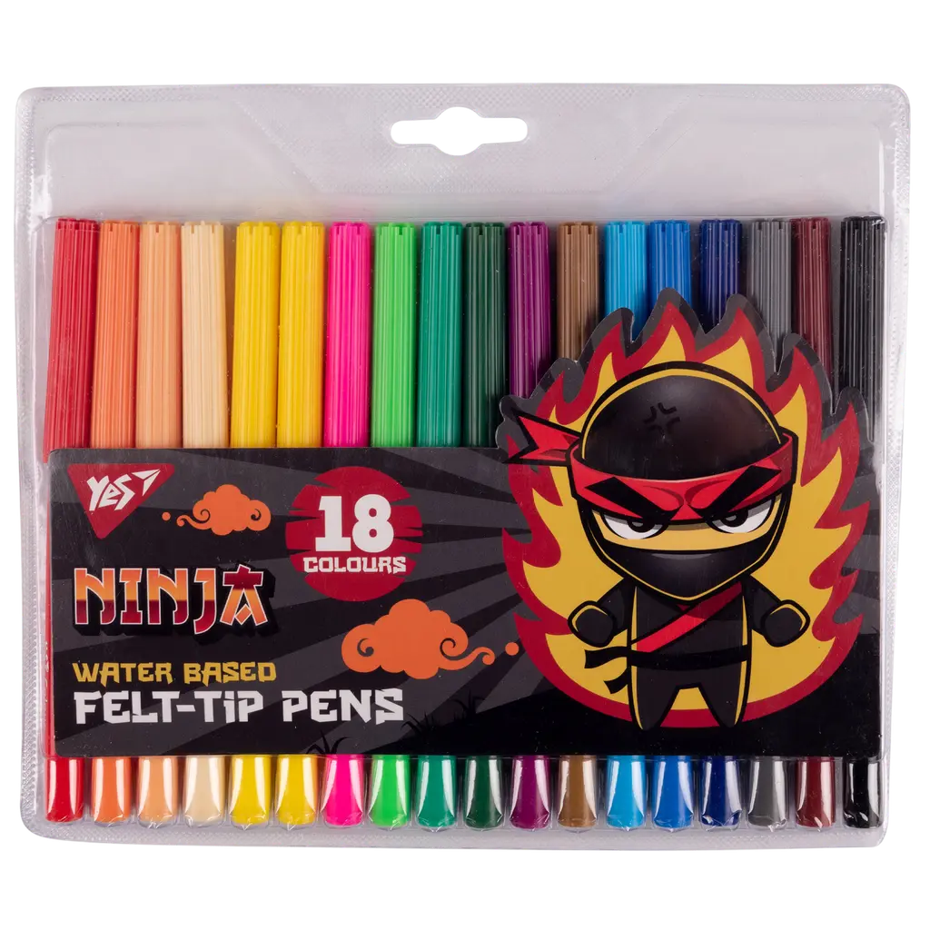 Обкладинка "Фломастери Yes 18 кольорів Ninja"