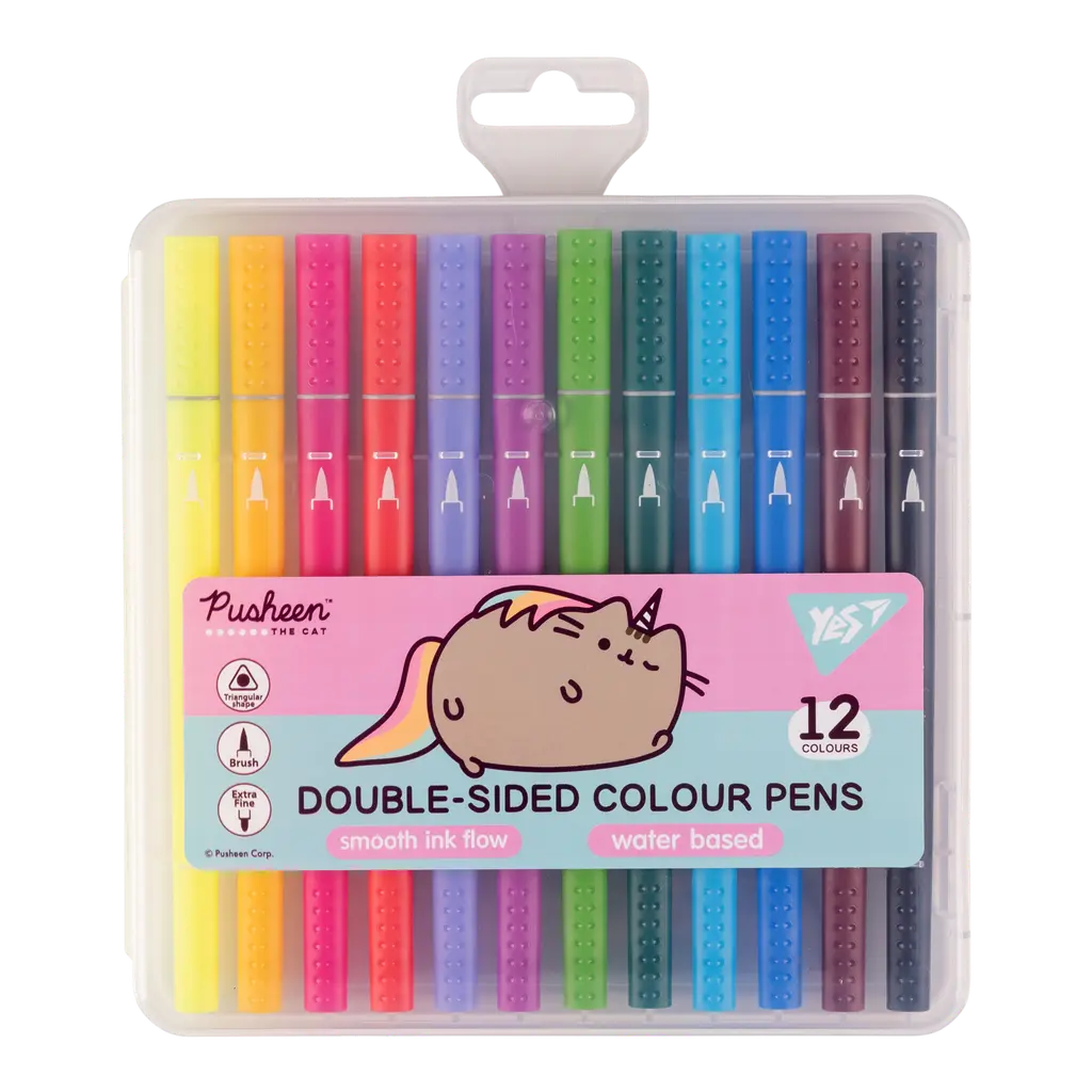 Обкладинка "Фломастери двосторонні Yes 12 кольорів Pusheen 1"