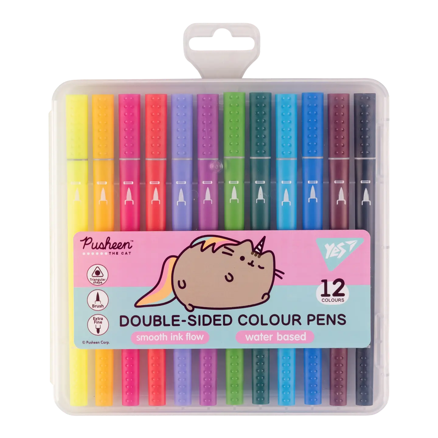 Фломастери двосторонні Yes 12 кольорів Pusheen 1