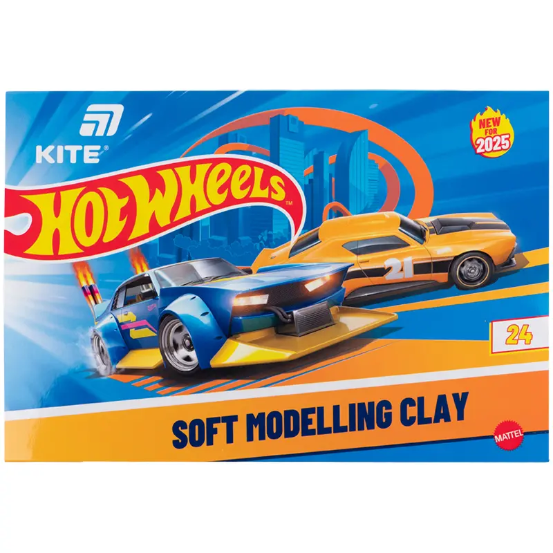 Пластилін восковий Kite Hot Wheels (24 кольори, 480 г)