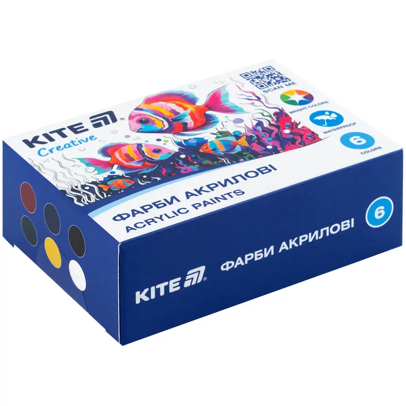 Фарби акрилові Kite Creative (6 кольорів, 20 мл)