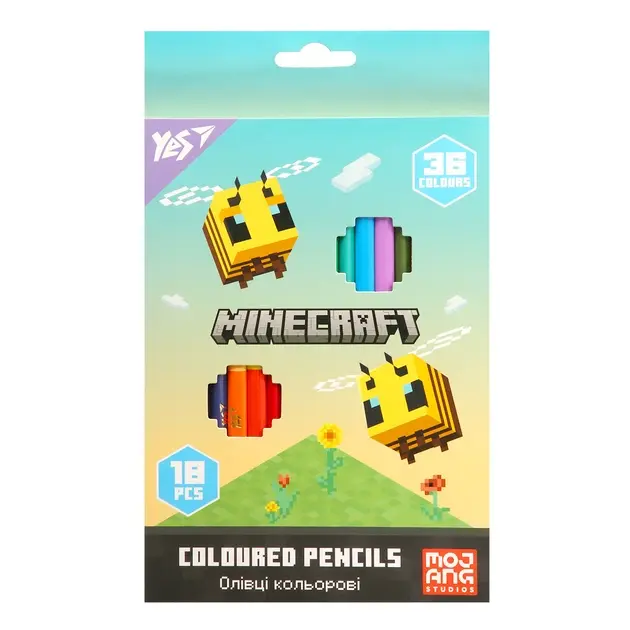 Обкладинка "Олівці кольорові YES 18/36 кольорів Minecraft.Spring"