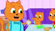 Cats Family in English - Time Machine Cartoon for Kids