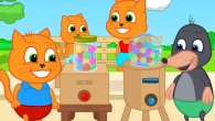 Cats Family in English - Homemade Cardboard Gumball Machine Cartoon for Kids