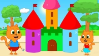 Cats Family in English - Cardboard Rainbow Castle Cartoon for Kids