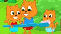 Cats Family in English - Learning to Brush Your Teeth Cartoon for Kids