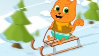 Cats Family in English - Funny Sled Cartoon for Kids