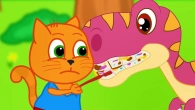 Cats Family in English - Dinosaur Toothbrush Cartoon for Kids