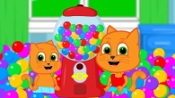 Cats Family in English - Magic Gumball Machine Cartoon for Kids