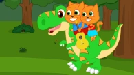 Cats Family in English - Dinosaur Ride Cartoon for Kids