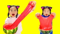 Boram Play Watermelon Fun Slime Challenge with DAD